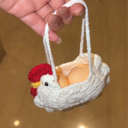 Unisex Squishies Toys Set with Crocheted Chicken Basket, Slow-Rise Realistic Squeeze Toys, Stress Relief Sensory Fidget Items for Kids & Adults