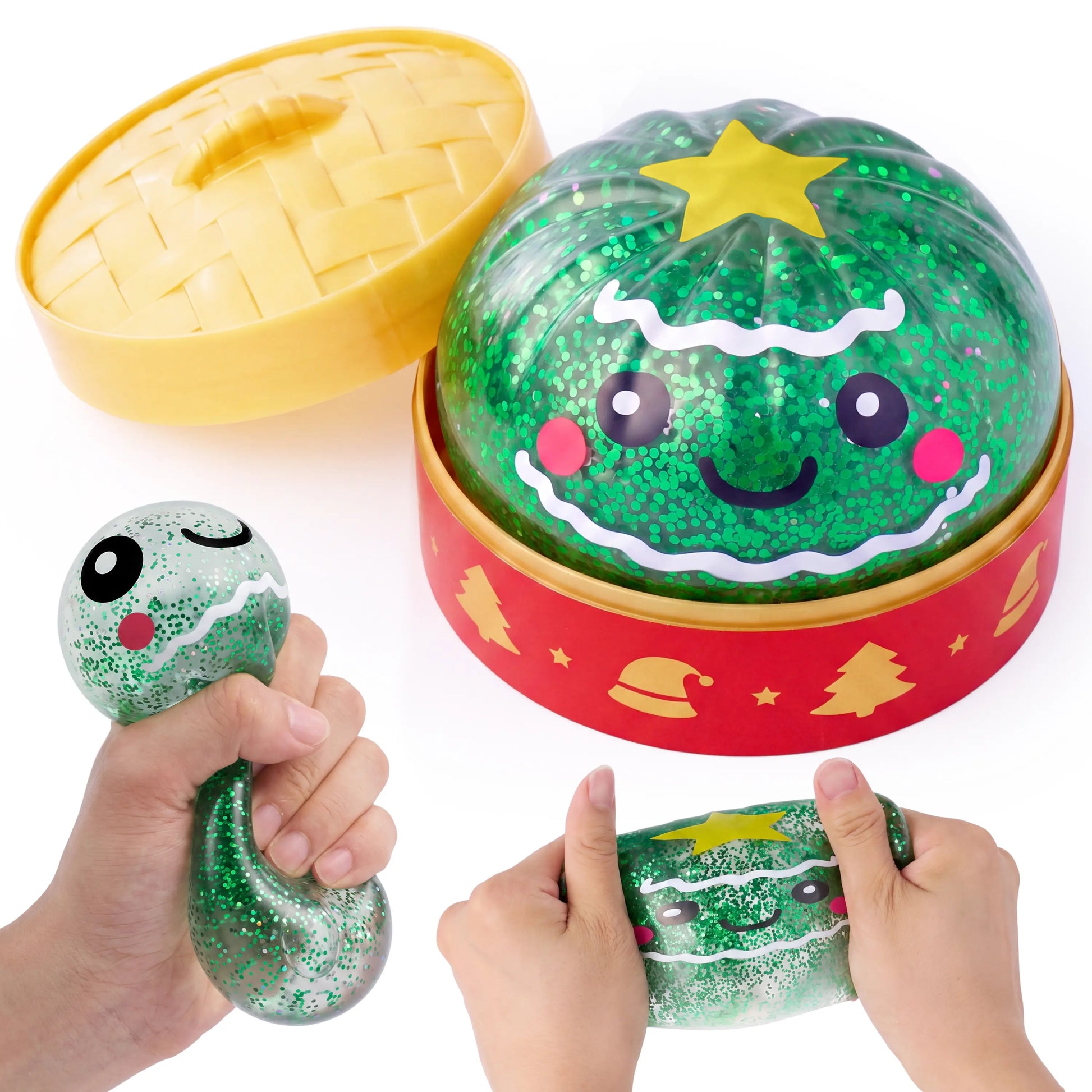 JOYIN Christmas Dumpling Stress Relief Toys Set, Cute Malt Sugar Christmas-Themed Squeeze Dumpling Stress Balls, Slow Rising Squishy Fidget Sensory Toy, Soft Squeeze Decompression Dough Gift for Adults and Girls Boys, Birthday Gifts