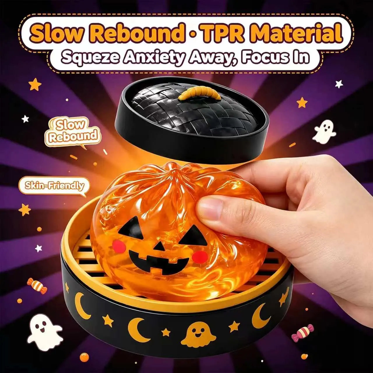 Halloween Cute Scary Ghost Maruko Squishy Squeeze Toy Set - Mini Portable Stress Fidget Item, Squishy Haul Sensory Kids Toy, Unique Whimsical Party Treat Bag Filler & Whimsical Gift, Fidgets,Sohochic
