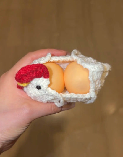 Unisex Squishies Toys Set with Crocheted Chicken Basket, Slow-Rise Realistic Squeeze Toys, Stress Relief Sensory Fidget Items for Kids & Adults