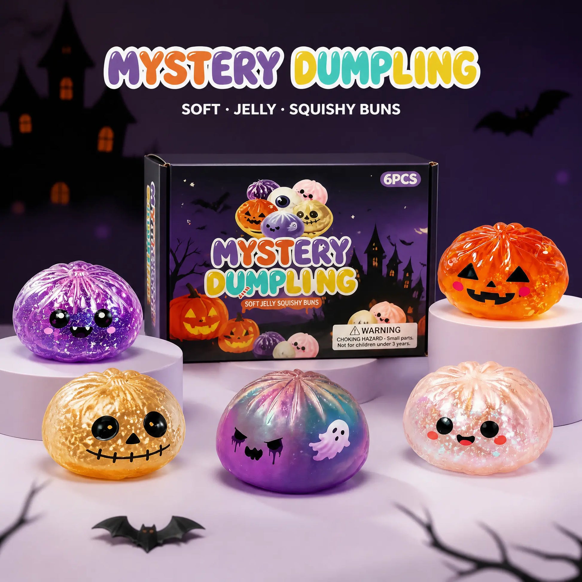 Halloween Cute Scary Ghost Maruko Squishy Squeeze Toy Set - Mini Portable Stress Fidget Item, Squishy Haul Sensory Kids Toy, Unique Whimsical Party Treat Bag Filler & Whimsical Gift, Fidgets,Sohochic