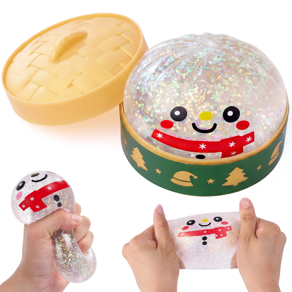 JOYIN Christmas Dumpling Stress Relief Toys Set, Cute Malt Sugar Christmas-Themed Squeeze Dumpling Stress Balls, Slow Rising Squishy Fidget Sensory Toy, Soft Squeeze Decompression Dough Gift for Adults and Girls Boys, Birthday Gifts