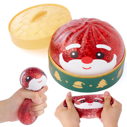 JOYIN Christmas Dumpling Stress Relief Toys Set, Cute Malt Sugar Christmas-Themed Squeeze Dumpling Stress Balls, Slow Rising Squishy Fidget Sensory Toy, Soft Squeeze Decompression Dough Gift for Adults and Girls Boys, Birthday Gifts