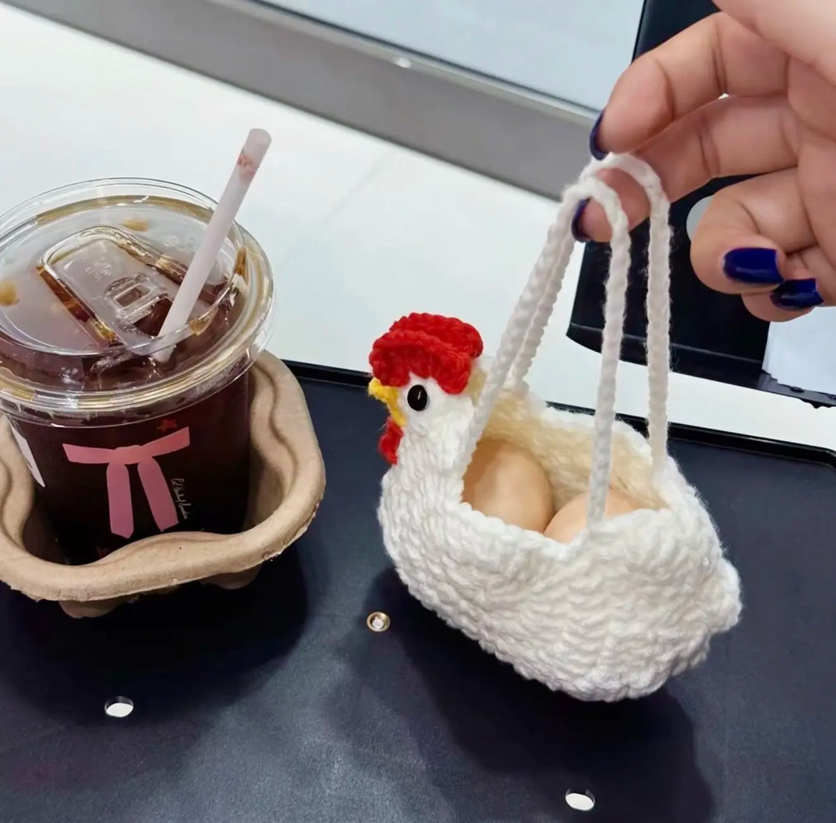 Unisex Squishies Toys Set with Crocheted Chicken Basket, Slow-Rise Realistic Squeeze Toys, Stress Relief Sensory Fidget Items for Kids & Adults