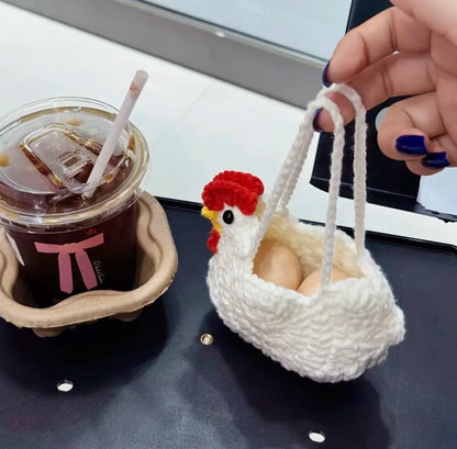 Unisex Squishies Toys Set with Crocheted Chicken Basket, Slow-Rise Realistic Squeeze Toys, Stress Relief Sensory Fidget Items for Kids & Adults