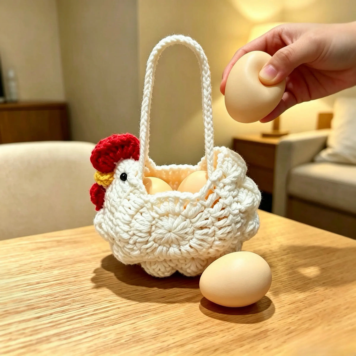 Unisex Squishies Toys Set with Crocheted Chicken Basket, Slow-Rise Realistic Squeeze Toys, Stress Relief Sensory Fidget Items for Kids & Adults